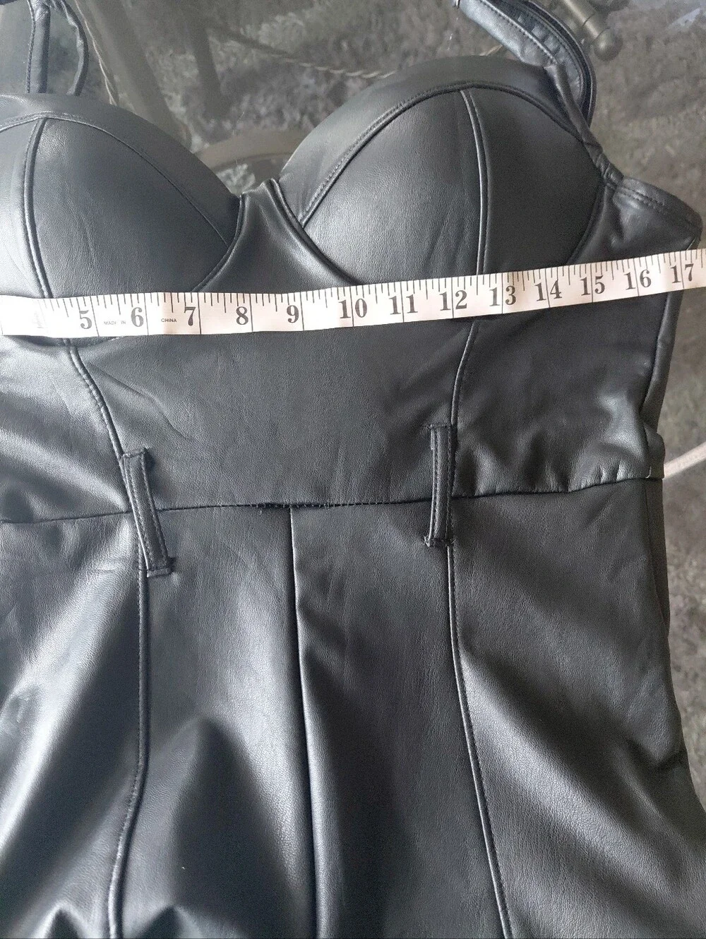 Haute Monde Women's Black Faux Leather Corset Top Pants Romper Size S